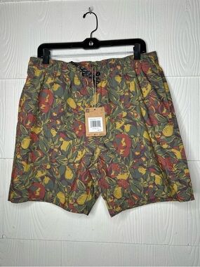 Toad&Co Men’s Floral Fruit Print Drawstring Shorts - Olive, Red, Yellow
